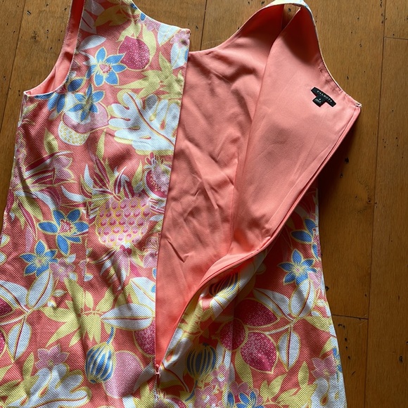 Talbots sz 4 peach, pink, yellow & blue floral sleeveless lined w/zipper in back - Picture 5 of 5